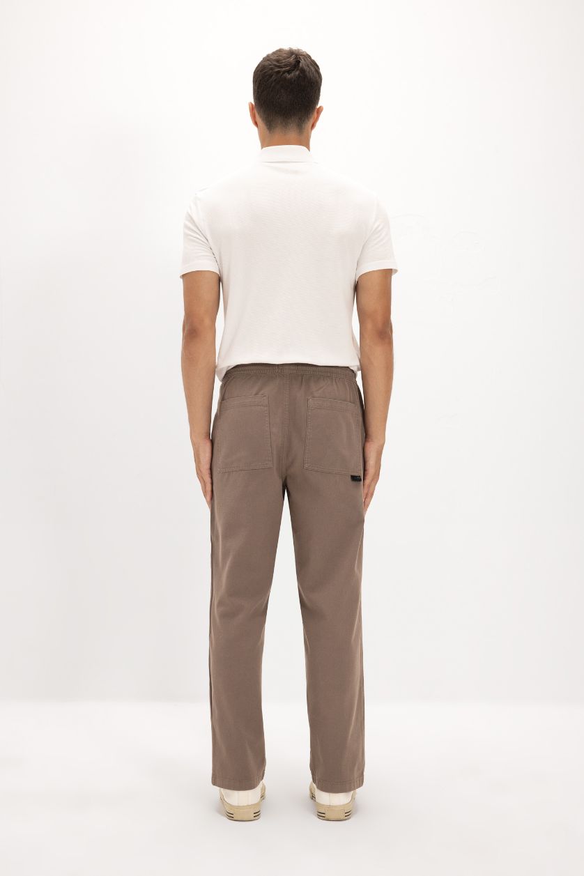 HOMME Marron Clair Pantalon droit large en Gabardine
