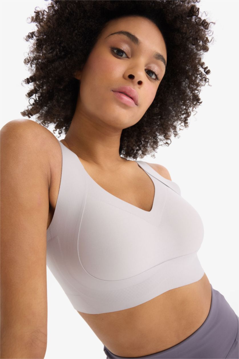 Kadın Taş V Yaka Ağır Kumaş Sporcu Bra