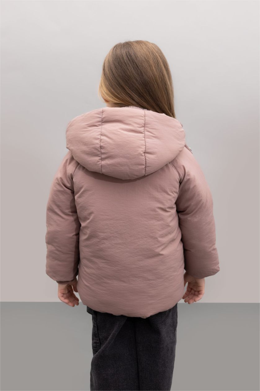 طفلة صغيرة وردي جاكيت بامب بيبي بناتي وردي بكابيشون وتر بروف وبطانة ناعمة