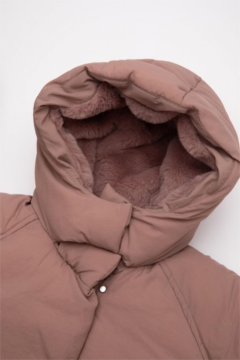 طفلة صغيرة وردي جاكيت بامب بيبي بناتي وردي بكابيشون وتر بروف وبطانة ناعمة