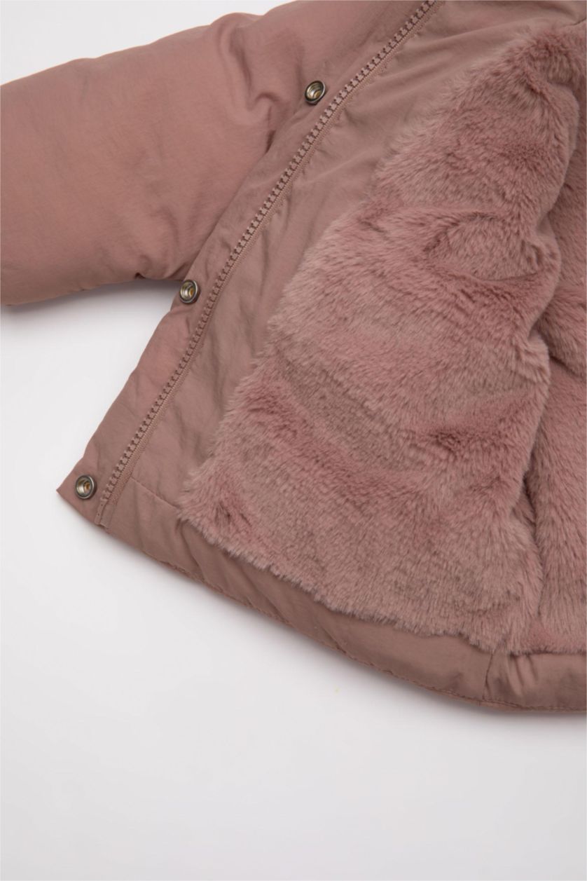 طفلة صغيرة وردي جاكيت بامب بيبي بناتي وردي بكابيشون وتر بروف وبطانة ناعمة