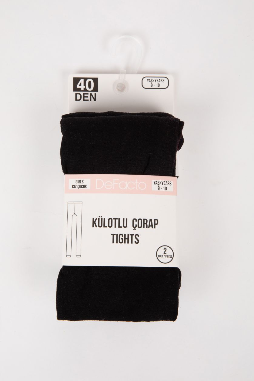 بناتي أسود شرابات كيلون بناتي قطن - قطعتين