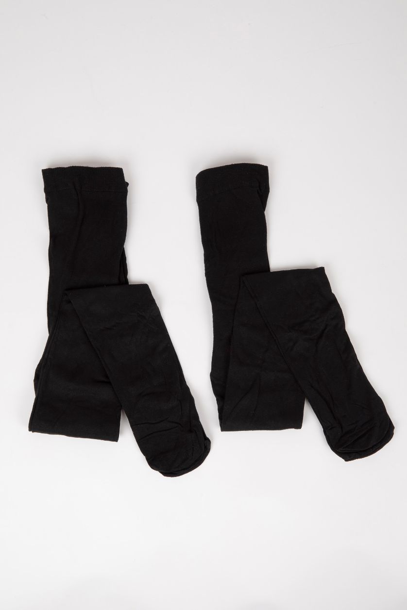 بناتي أسود شرابات كيلون بناتي قطن - قطعتين