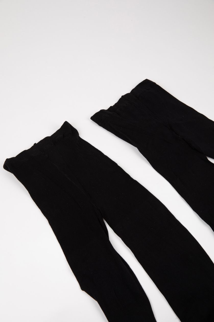 بناتي أسود شرابات كيلون بناتي قطن - قطعتين