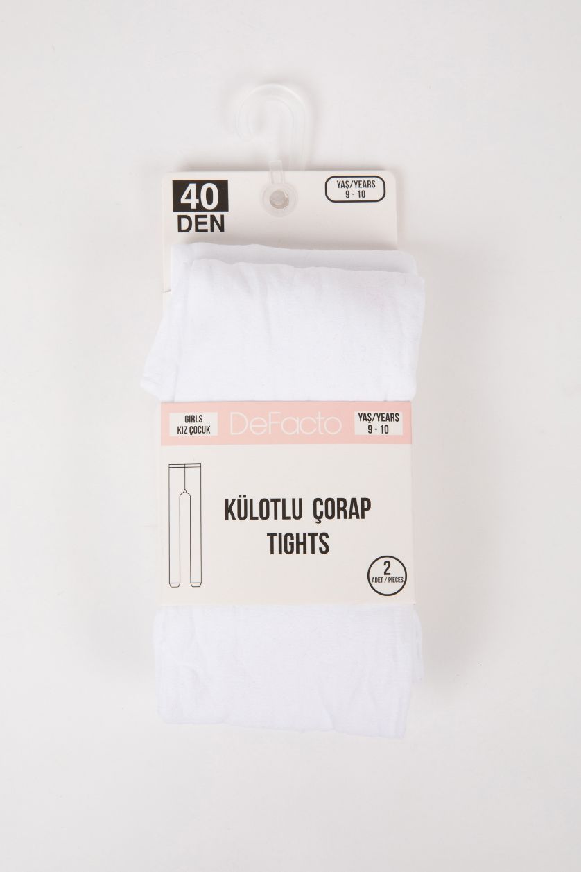 بنات أبيض جوارب كيلون بنات - قطعتين