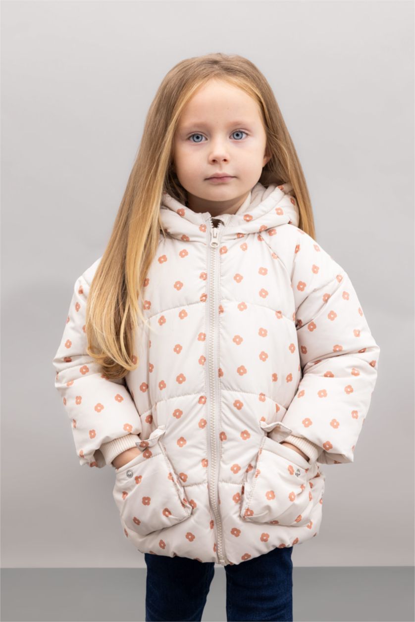 BÉBÉ FILLE Beige Doudoune à Capuche Coupe Régulière pour BéBé Fille