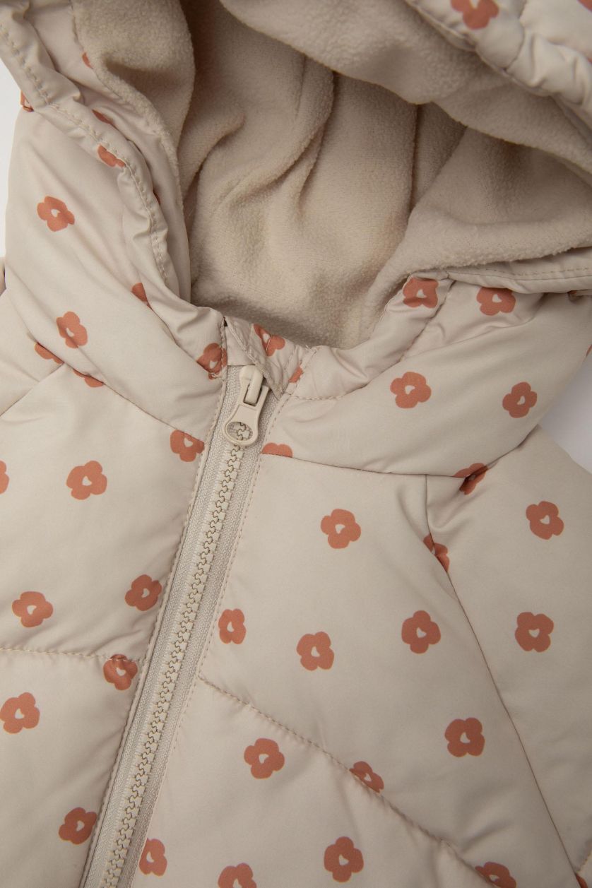 BÉBÉ FILLE Beige Doudoune à Capuche Coupe Régulière pour BéBé Fille