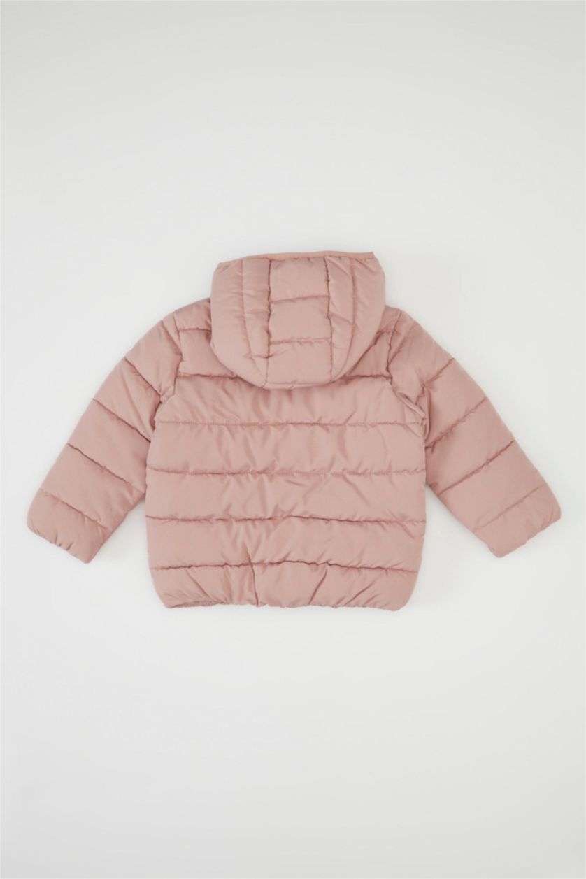 Kız Bebek Gülkurusu Su itici Beli Lastikli Kapüşonlu Fermuarlı Şişme Mont Kız Bebek