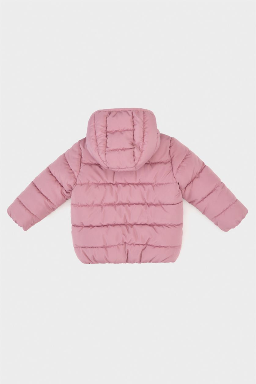 Малыши девочки Розовый Утепленная куртка с капюшоном и застежкой-молнией для девочек