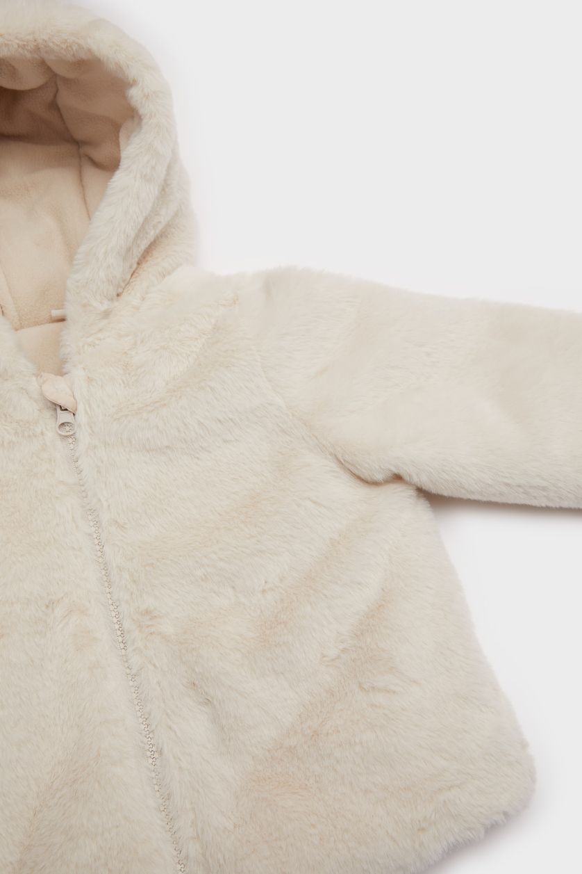 BABY GIRL Stone Baby Girl Hooded Zippered Plush Jacket