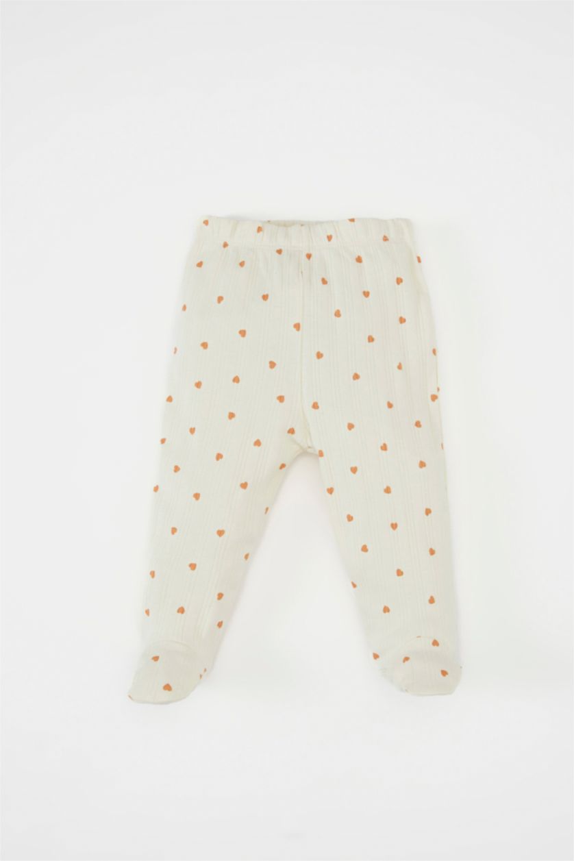 BABY GIRL Ecru Baby Girl Heart Patterned 3 Piece Newborn Set