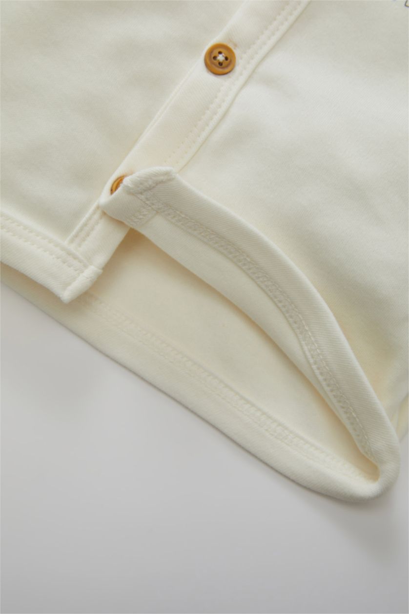 BABY GIRL Ecru Baby Girl Heart Patterned 3 Piece Newborn Set