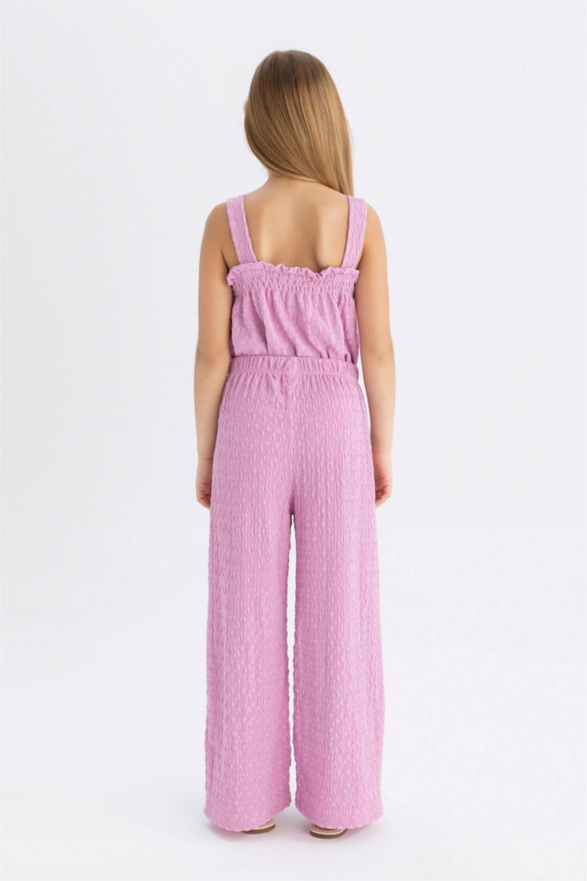 بناتي زهري بنطلون وايد ليج بناتي برجل واسع