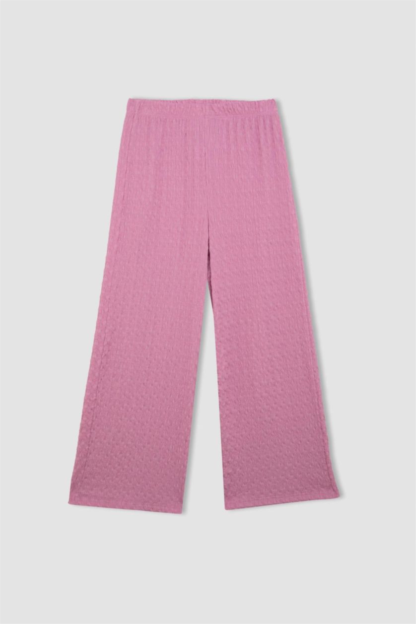 بناتي زهري بنطلون وايد ليج بناتي برجل واسع