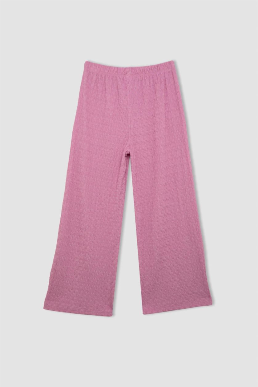 بناتي زهري بنطلون وايد ليج بناتي برجل واسع