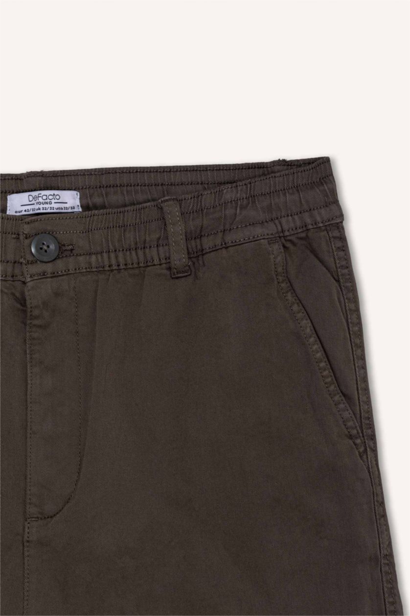 رجالي كاكي بنطلون كارجو جبردين قصة عادية بجيب