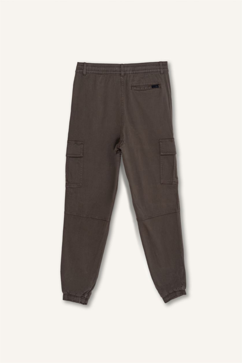 رجالي كاكي بنطلون كارجو جبردين قصة عادية بجيب