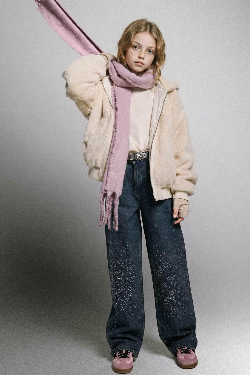 GIRLS & TEENS Ecru Girl Double Sided Hooded Zippered Jacket