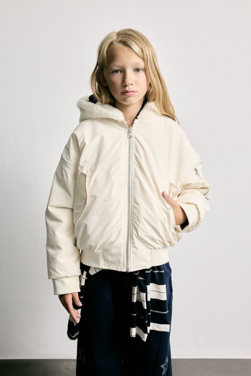 Young Girls - Teen Girls Ecru Girl Hooded Puffer Jacket