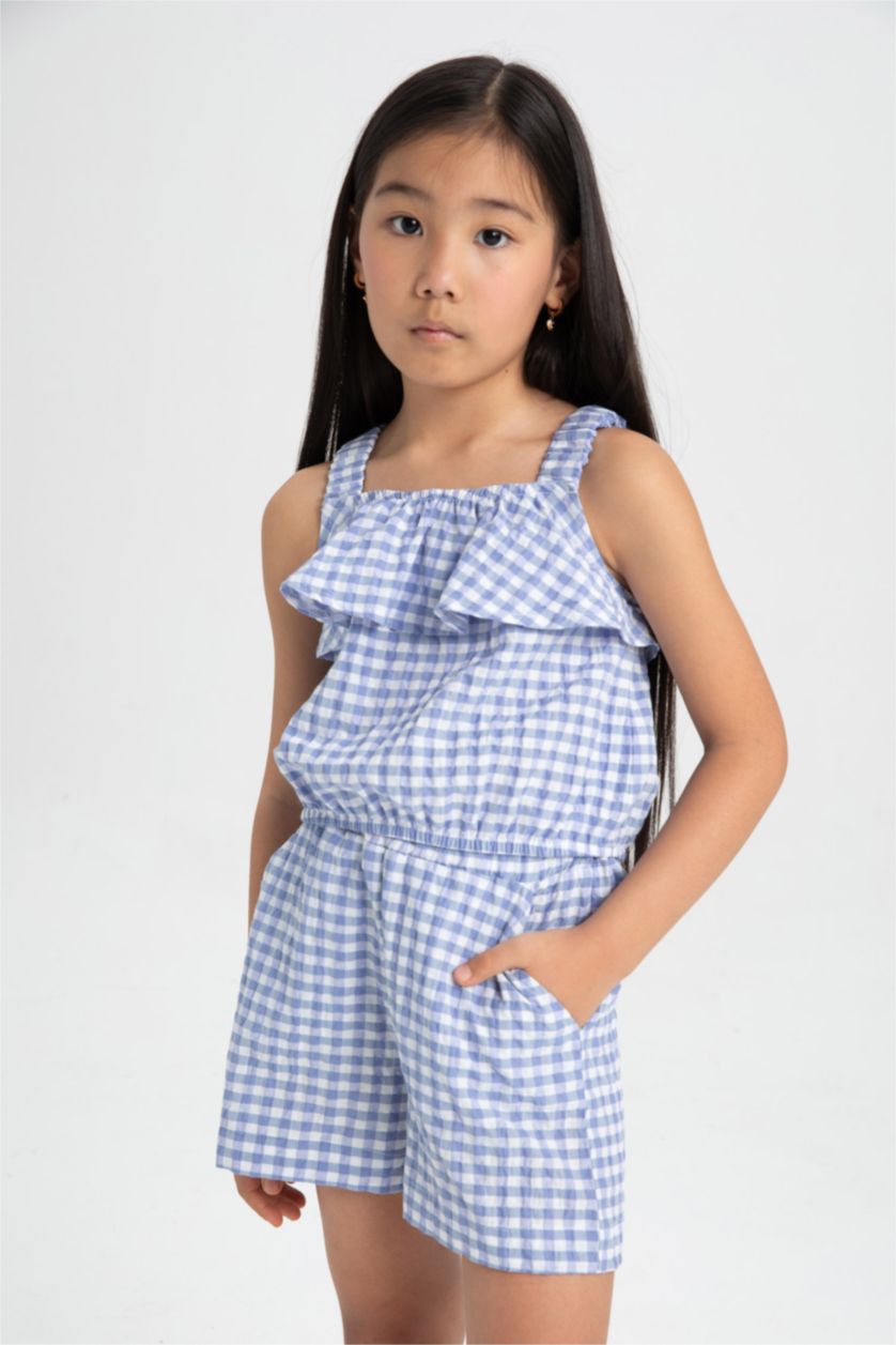 بنات أزرق فاتح سيت بناتي شورت وبلوزة - قطعتين