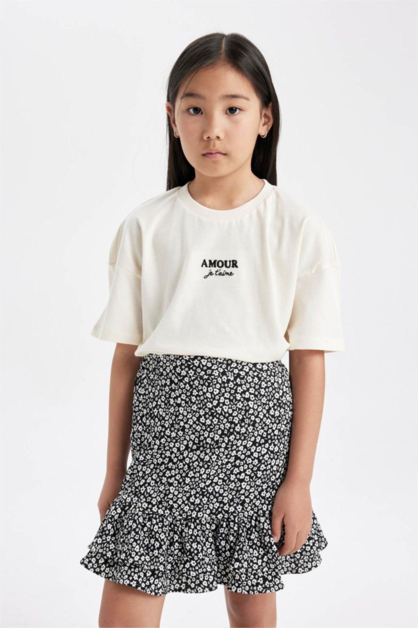 بنات بيج فاتح سيت بناتي تيشيرت وتنورة - قطعتين