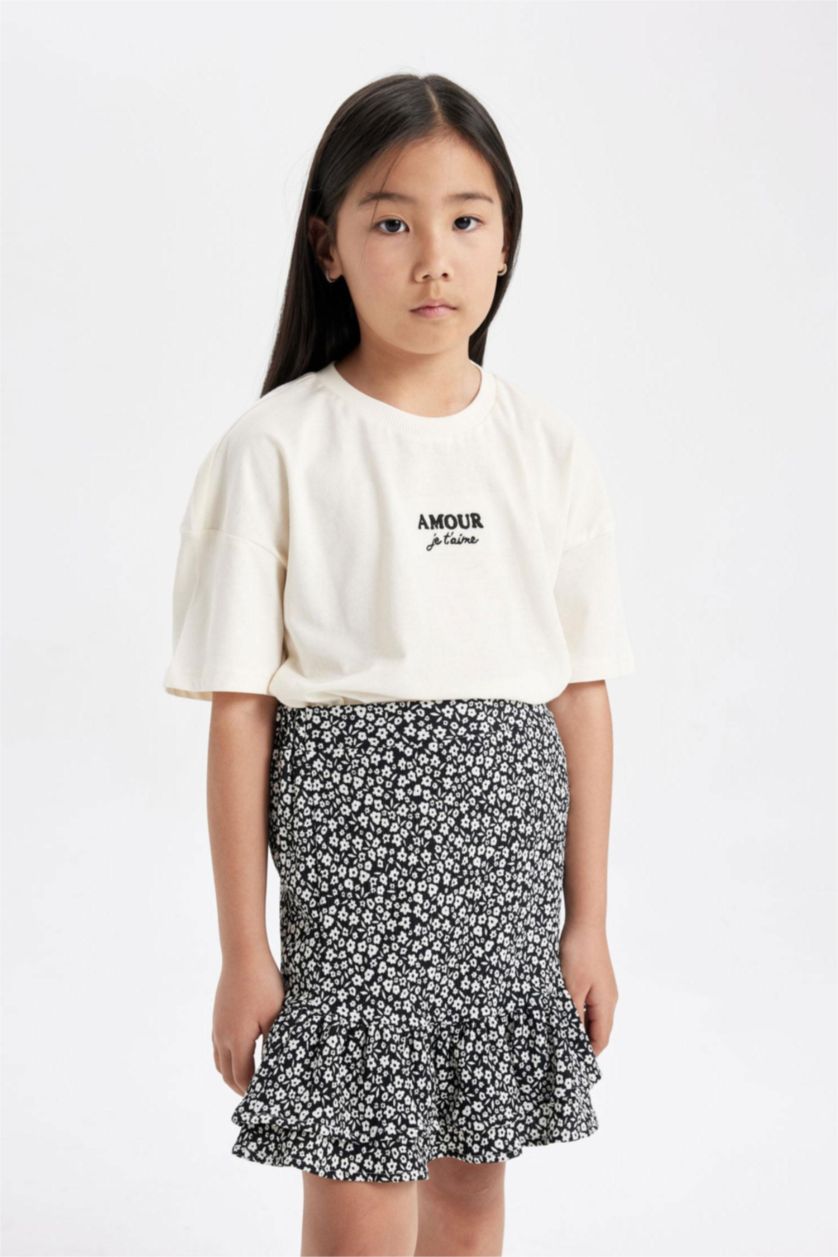 بنات بيج فاتح سيت بناتي تيشيرت وتنورة - قطعتين