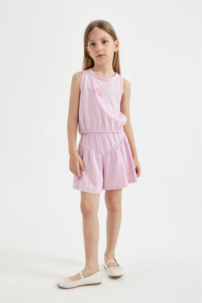 Girls & Teens Lilac Girl Printed T-Shirt Shorts 2 Piece Set