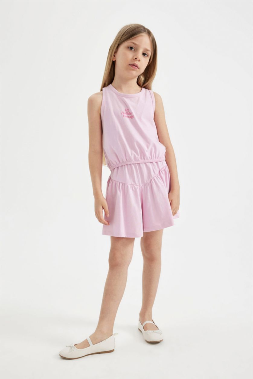 Girls & Teens Lilac Girl Printed T-Shirt Shorts 2 Piece Set