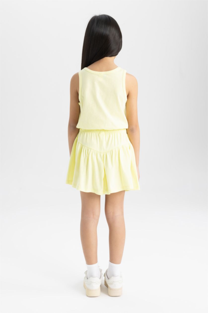 GIRLS & TEENS Light Yellow Girl Printed T-Shirt Shorts 2 Piece Set