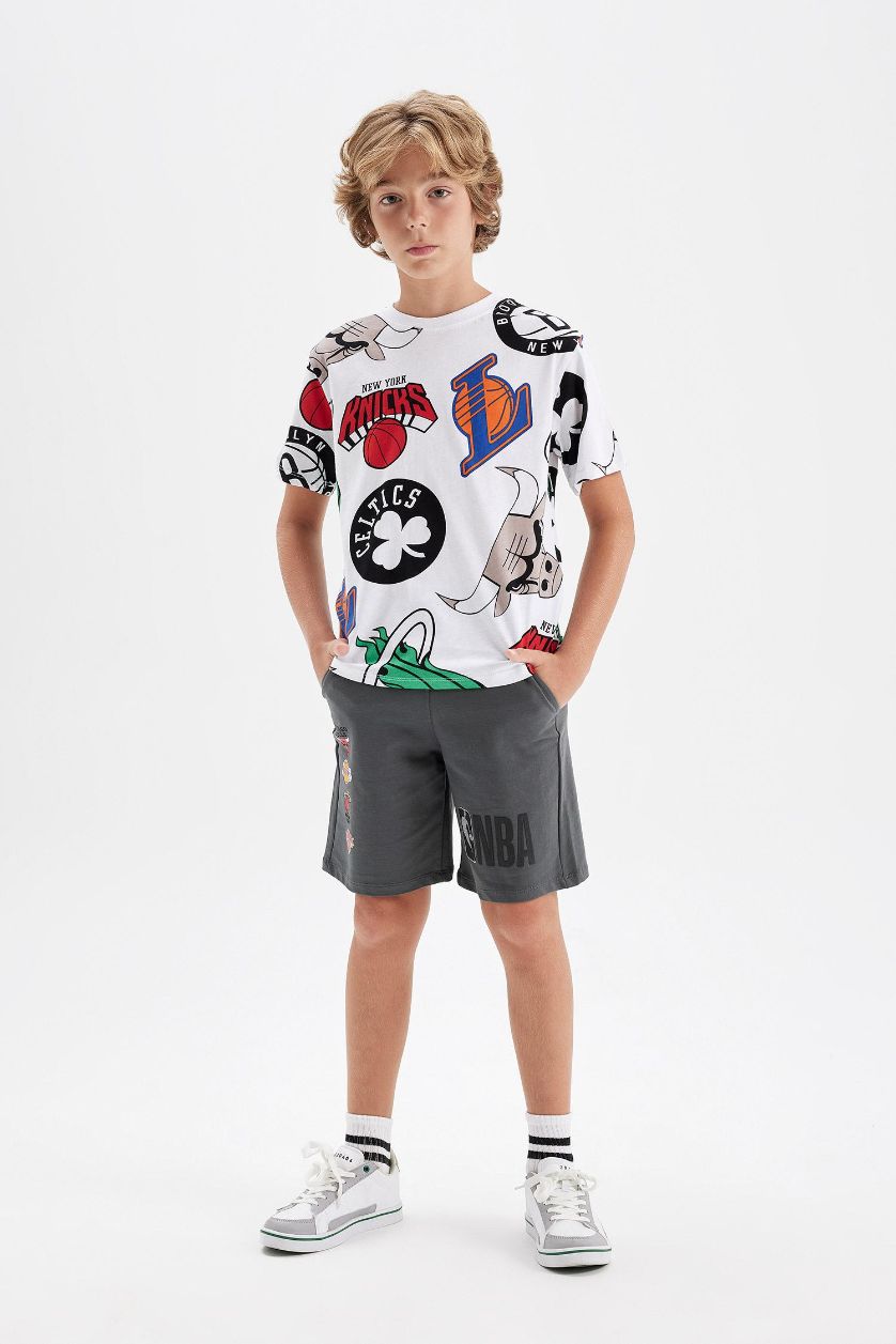 BOYS & TEENS Grey Boy NBA Wordmark Shorts