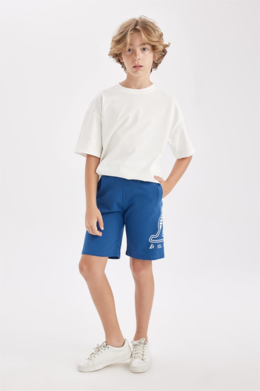 BOYS & TEENS Blue Regular Fit NBA Los Angeles Lakers Licensed Normal Waist Shorts