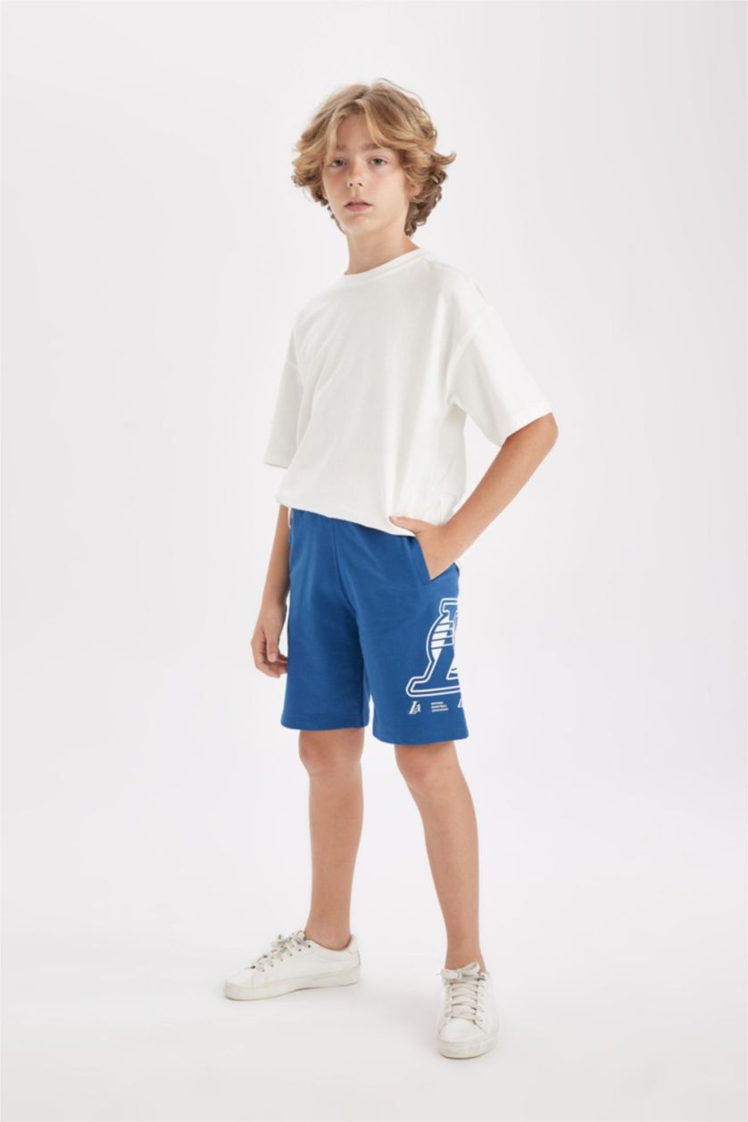 BOYS & TEENS Blue Regular Fit NBA Los Angeles Lakers Licensed Normal Waist Shorts