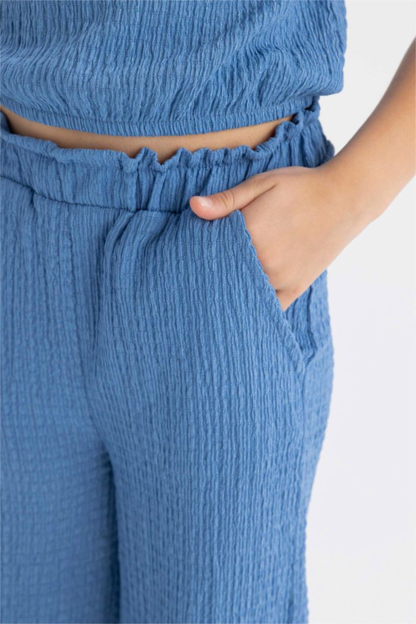 Girls & Teens Dark Blue Girl Wide Leg Wrinkled Trousers