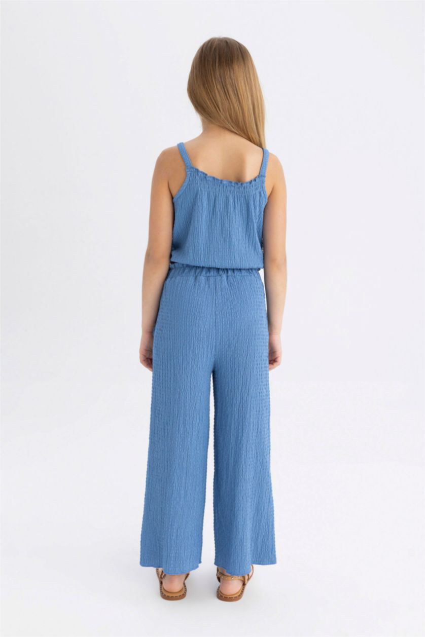 Girls & Teens Dark Blue Girl Wide Leg Wrinkled Trousers