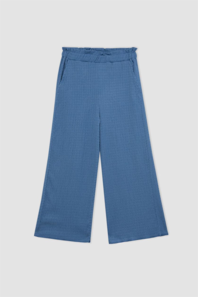 Girls & Teens Dark Blue Girl Wide Leg Wrinkled Trousers