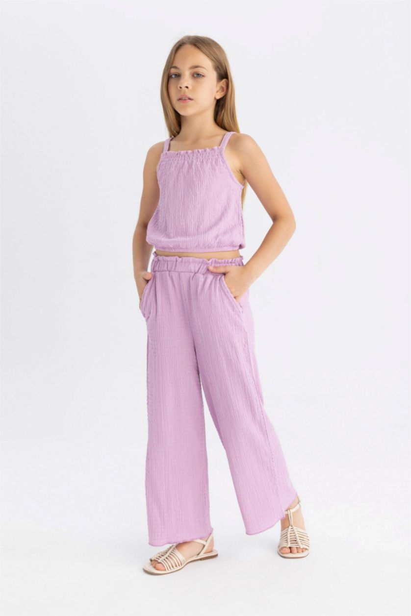 Girls & Teens Lilac Girl Wide Leg Wrinkled Trousers