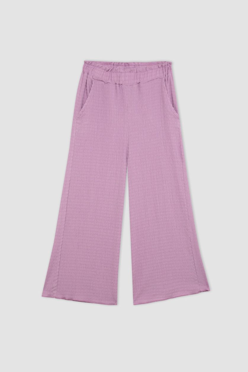 Girls & Teens Lilac Girl Wide Leg Wrinkled Trousers