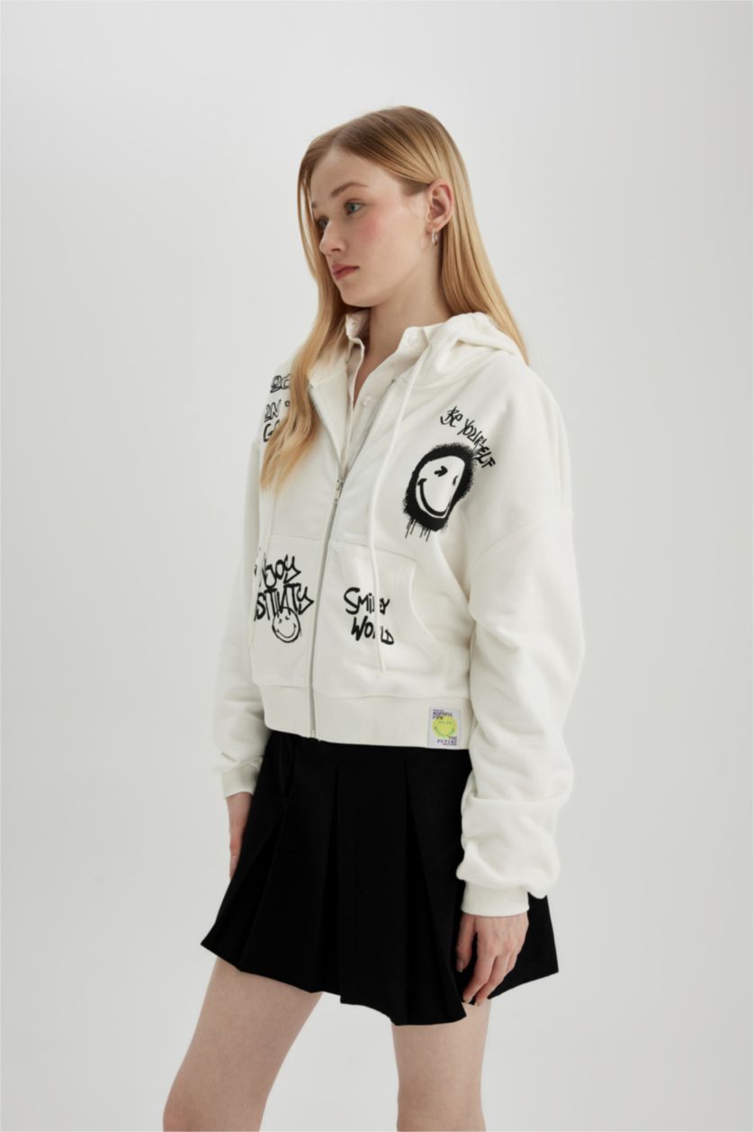 نساء اوف وايت كارديجان واسع قماش سميك من سمايلي