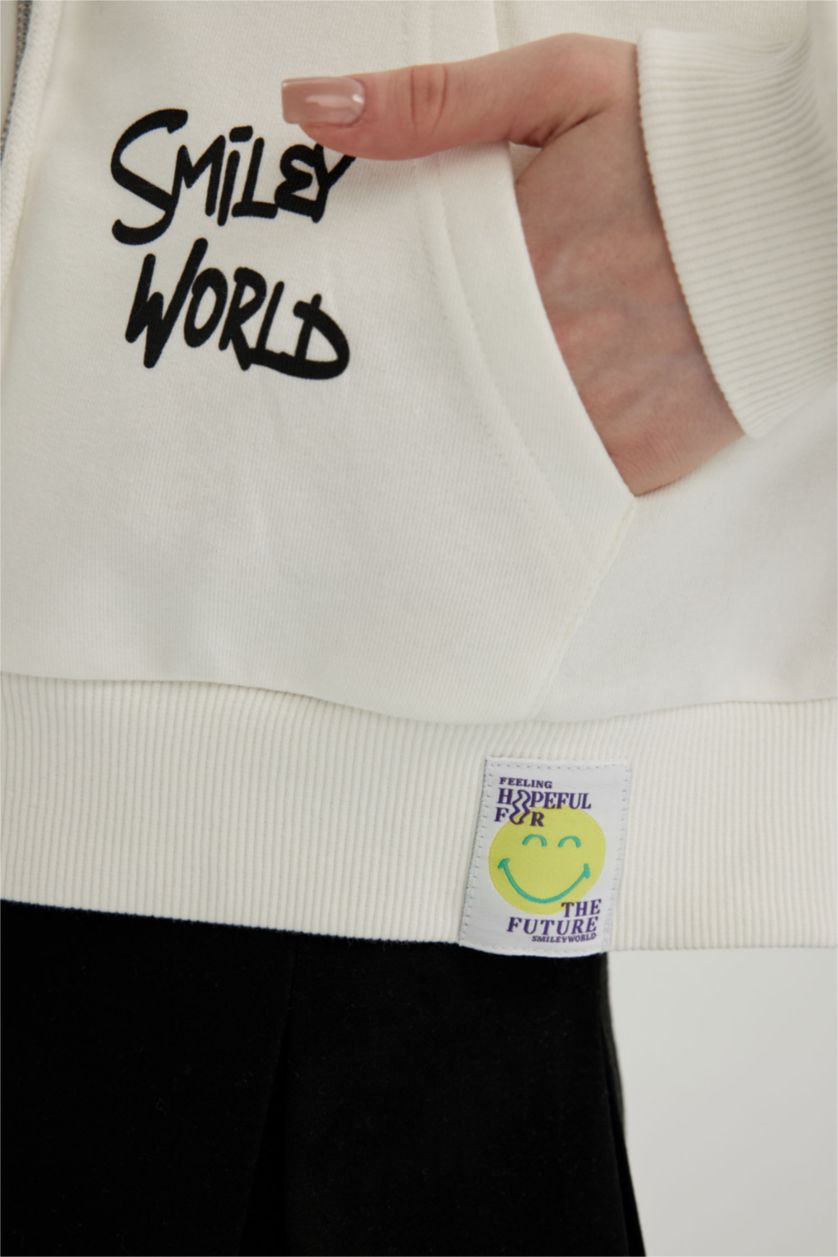 نساء اوف وايت كارديجان واسع قماش سميك من سمايلي