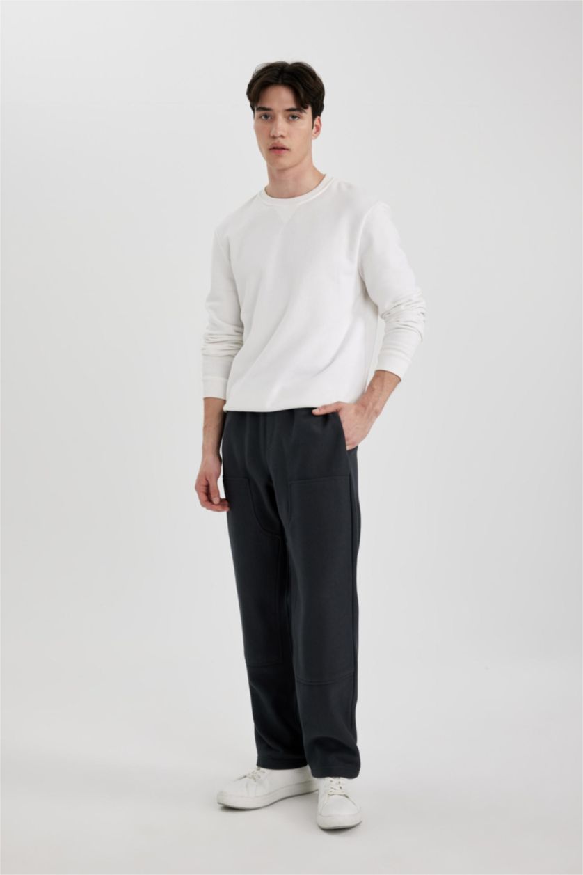 HOMME Anthracite Pantalon de Survêtement Oversize à coupe régulière Ample avec Poches