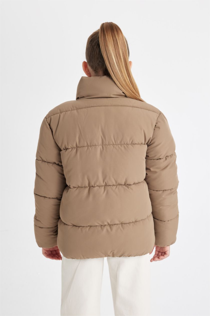 Kız Çocuk - Genç Kız Antrasit Su İtici Polar Astarlı Şişme Mont Kız Çocuk