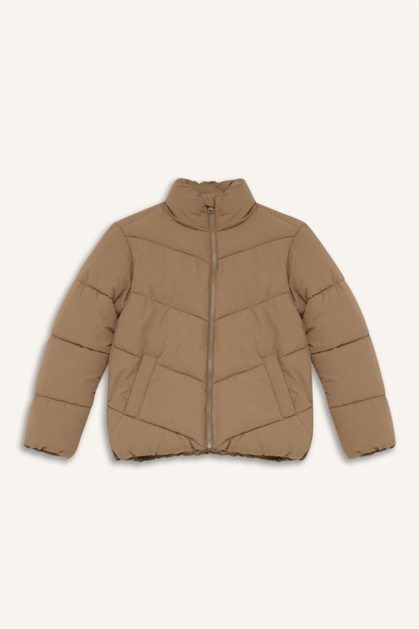 Kız Çocuk - Genç Kız Vizon Su Geçirmez Polar Astarlı Fermuarlı Şişme Mont Kız Çocuk