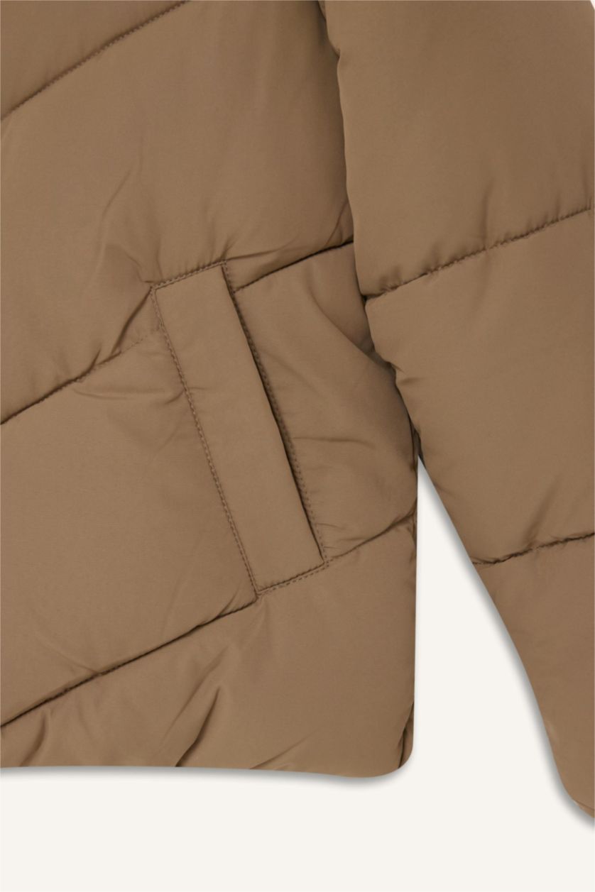 Kız Çocuk - Genç Kız Vizon Su Geçirmez Polar Astarlı Fermuarlı Şişme Mont Kız Çocuk