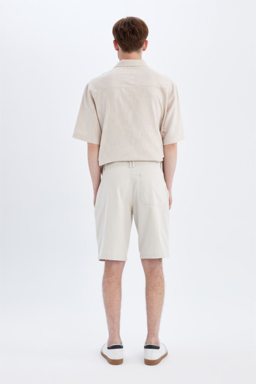 Man Stone Regular Fit Gabardine Regular Hem Bermuda
