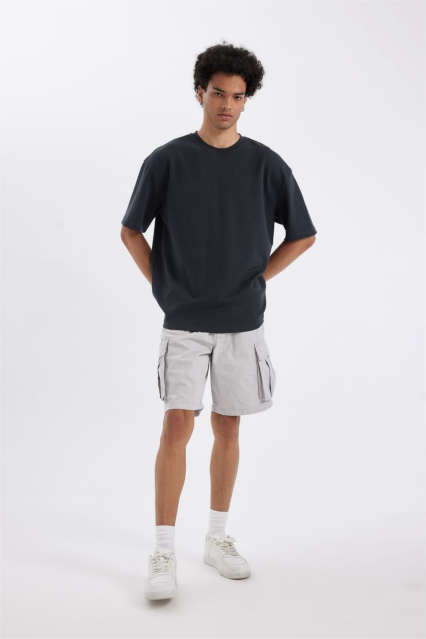 رجالي رمادي فاتح شورت برمودا قصة مريحة برجل عادية