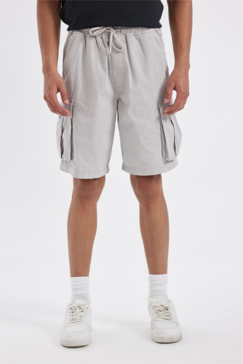 رجالي رمادي فاتح شورت برمودا قصة مريحة برجل عادية