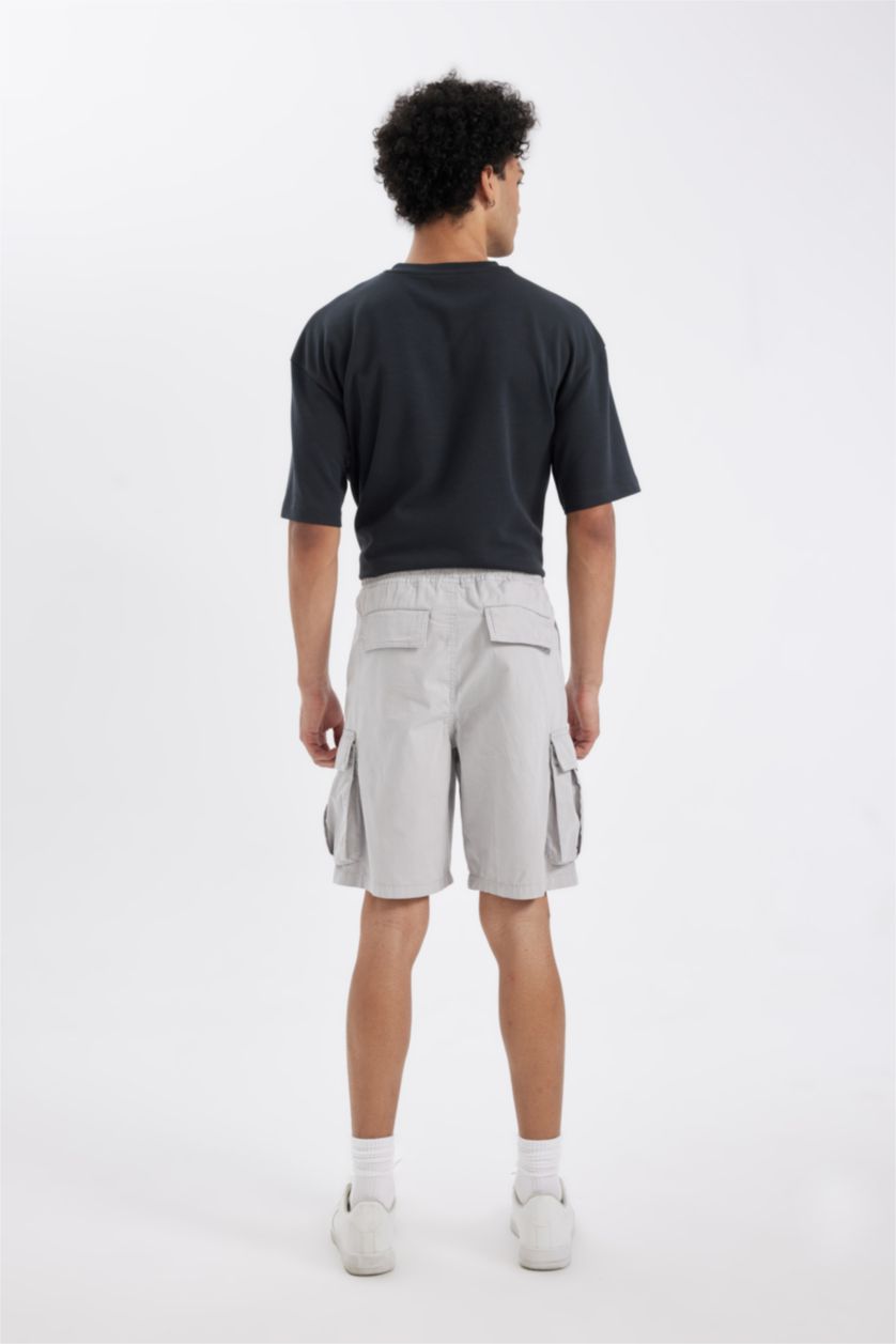 رجالي رمادي فاتح شورت برمودا قصة مريحة برجل عادية