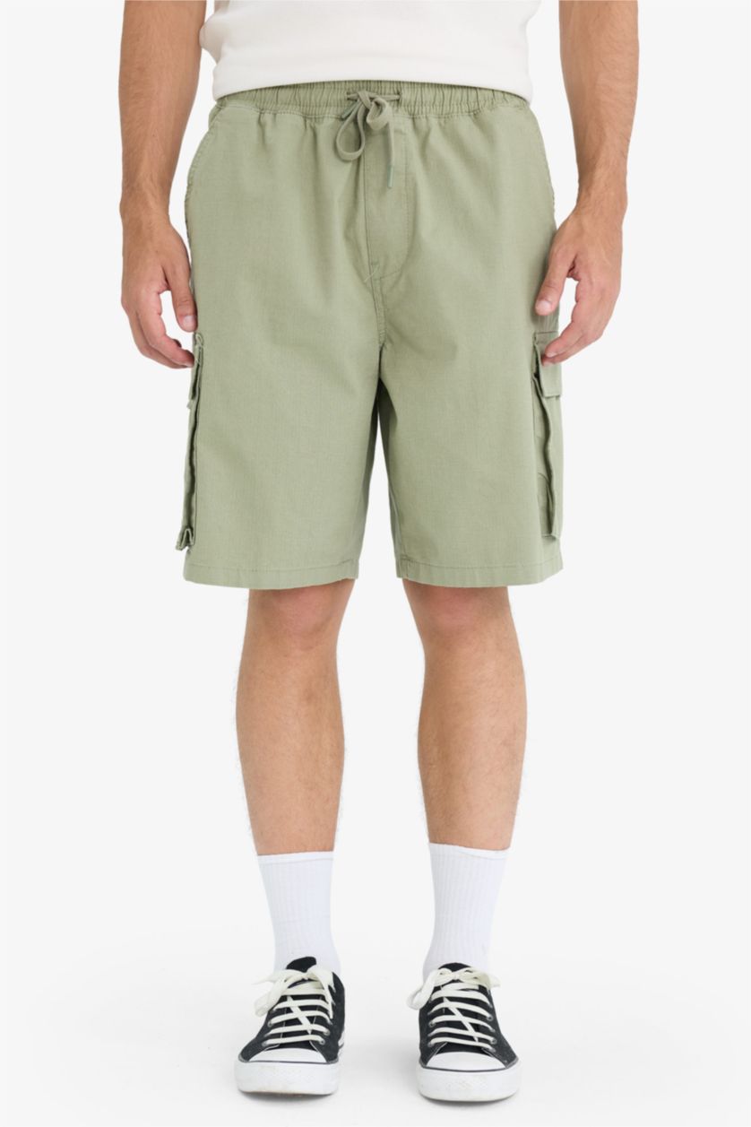 Man Khaki Cargo Fit Gabardine