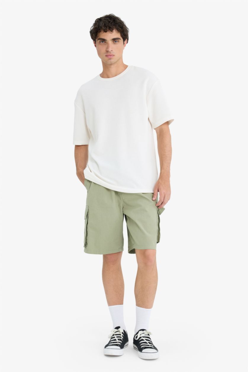 Man Khaki Cargo Fit Gabardine