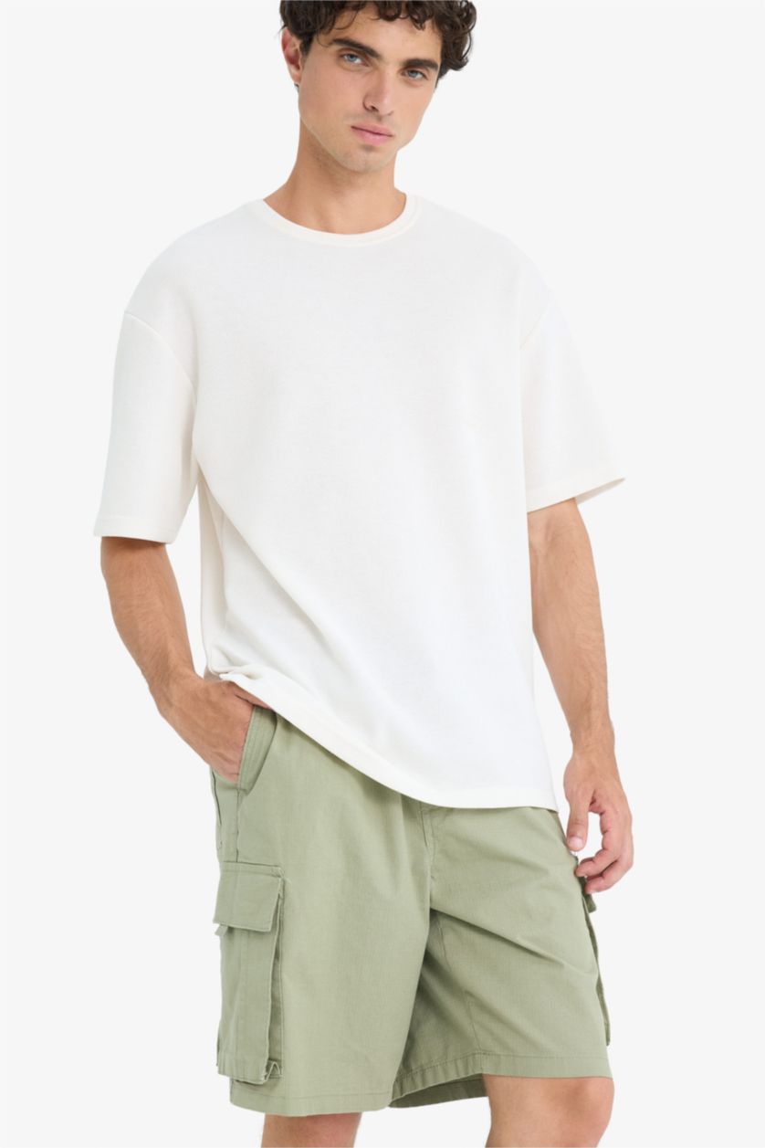 Man Khaki Cargo Fit Gabardine